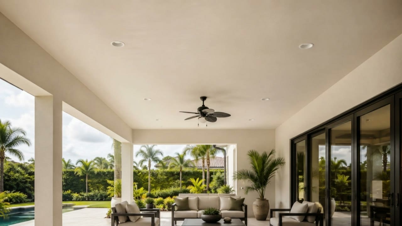 Covered lanai before the wood ceiling installation